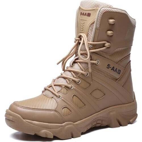 2019 Military Tactical Boots Leather Desert Outdoor Combat Army Boots Hiking Shoes Travel Botas Male Trekking39-47