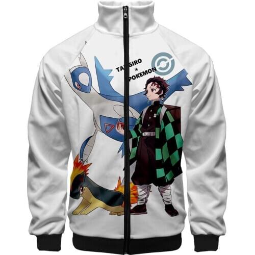 2020 3D Kimetsu no Yaiba Printed Stand Collar Zipper Jacket Men/Women Long Sleeve Jacket Casual Streetwear Clothes