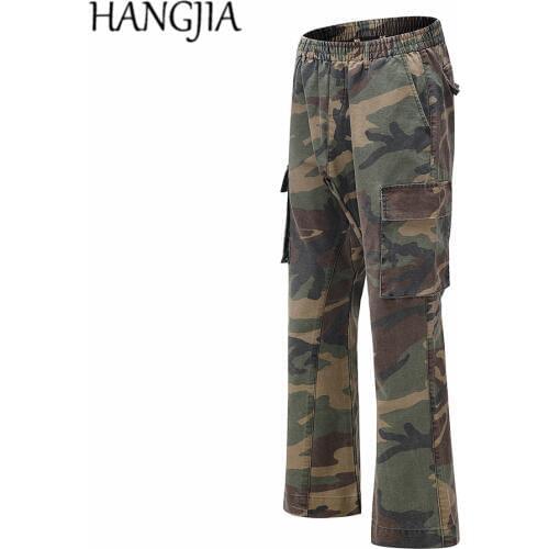 2020 Camouflage Flare Pants Fashionable Camo Cargo Pants for Men Slim Fit Camouflage Trousers Women All-match Hot Style