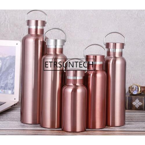 40pcs Stainless Steel Thermos Bottle Double Wall Vacuum Insulated Water Bottle Flask Rose Gold For Outdoor Sport