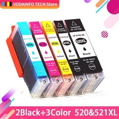 5x Ink Cartridges PGI 520 CLI 521 for Canon PIXMA iP3600 4600 4700 MP 540 550 560 620 630 640 980 MX860 Printer with chip