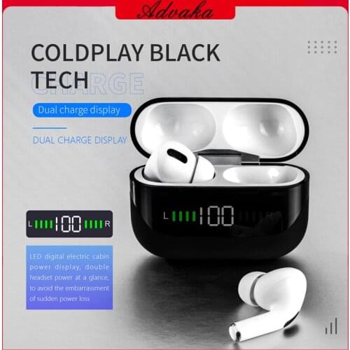 Advaka Smart Wireless BT 5.0 Headset LED Dual Power Display Smart Noise Reduction IPX5 Waterproof SIRI Assistant