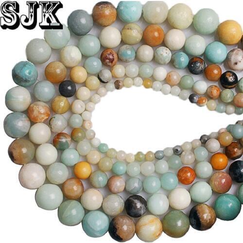 Natural Stone Bead Mixed Color Amazonite Round Loose Beads For Diy Handmade Bracelet Jewelry Making 4 6 8 10 12 14mm Wholesale