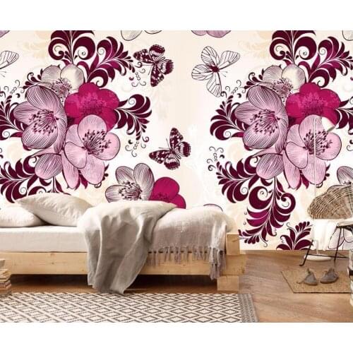 CJSIR Custom Wallpaper European Hand-painted Flowers Butterfly TV Background Wall Living Room Bedroom Murals 3d Wallpaper