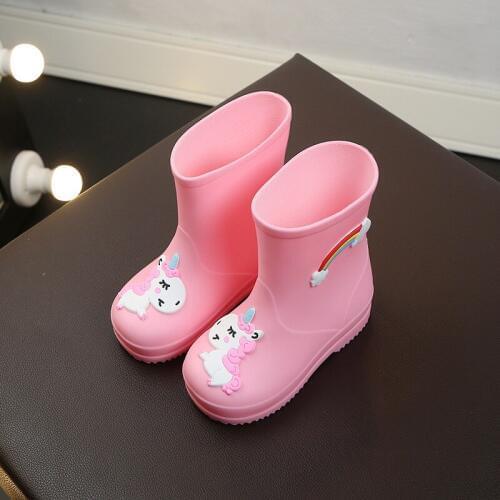 Childrens Rain Shoes Girl Rainbow Horse Four Seasons Water Shoes Non-slip Waterproof Rain Boots Young Children Baby Boy Boots