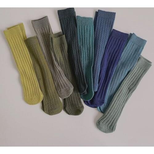 Children Cotton Knee High Socks For School Girls Boys Kids Toddlers Teen Womans Baby Cute Funny Kawaii White Tube Long Sock New