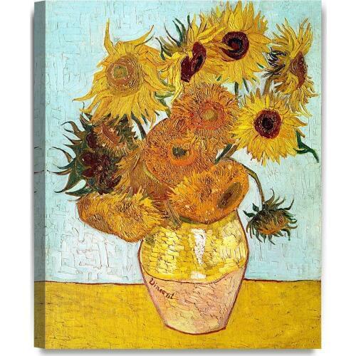Twelve Sunflowers, by Vincent Van Gogh. The Classic Arts Reproduction. Art Giclee Print On Canvas , Ready to Hang Drop shipping