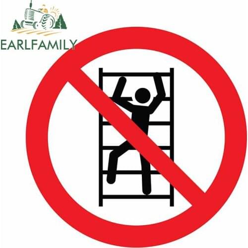 EARLFAMILY 13cm x 12.9cm for No Climbing The Ladder Waterproof Decal Fine Scratch-proof Window Trunk Anime Vehicle Car Stickers