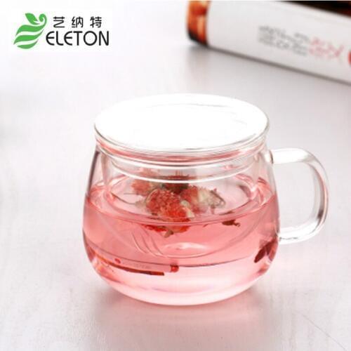 ELETON 300ml Transparency Handmade Double-layer Glass cup with lid filter water glass tea cup thick transparent heat-resistant