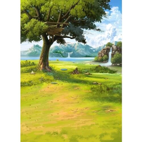 Tree Grass Photography Backdrop For Photo Shoot Props Child Kids Baby Shower Vinyl Cloth Printed Background Photo Shoot