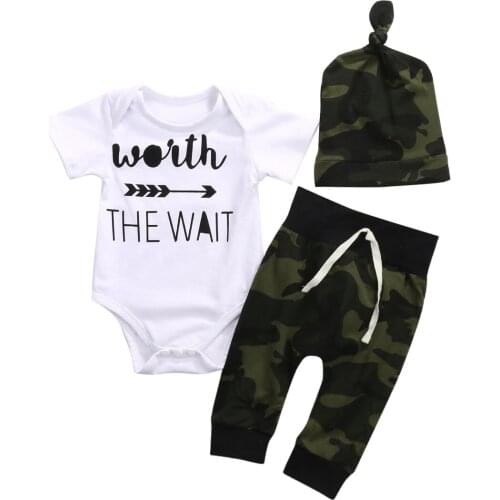 Newborn Baby Boy Girl Clothes Set Bodysuits Army Green Pant Jumpsuit Bodysuit Children Clothing Boys Girls Costume 0-18Months
