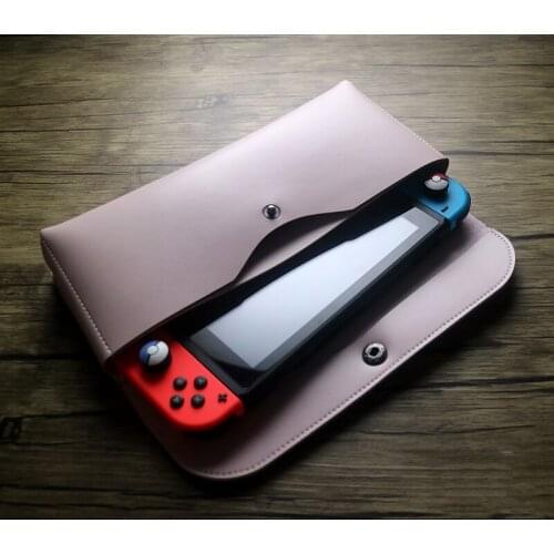 Leather Carrying Case Storage Bag for Nintendo Switch / Pink Case for Switch Lite Console Accessories Organizer