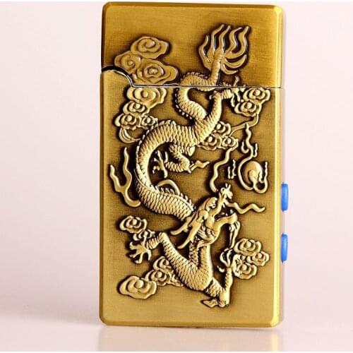 Dragon Relief With Double Lamp Metal Sound Direct Punching Lighter Mens Gift Cigarette Accessories