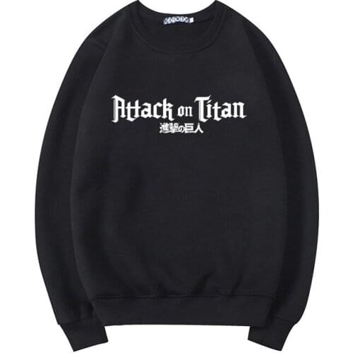 Fashion Attack on Titan Letters Printed Japan Word Anime Hoodies Casual Loose Long Sleeve Pullovers Asian Size Manga Hoody