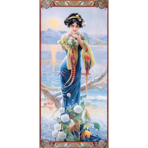 Needlework for embroidery DIY French DMC High Quality - Counted Cross Stitch Kits 14 ct Oil painting - Evening Hydrangea