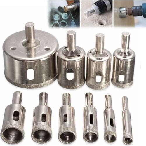 10pcs 6-30mm Diamond Coated Hss Drill Bit Set Tile Marble Glass Ceramic Hole Saw Open Drilling Bits Diamond Core Bit Power Tools