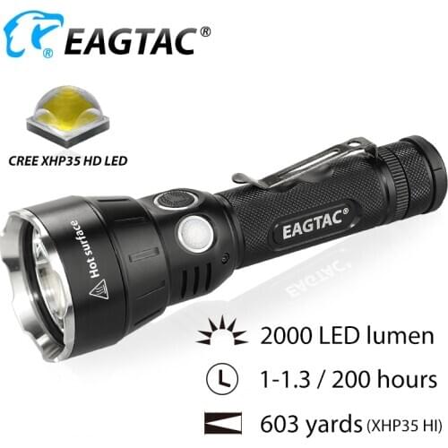 EAGTAC SX30C2 KIT LED Flashlight 2000 Lumen 553 Meter Long Distance 430 Hours 5 Mode XHP35 219C CRI92 18650 CR123A Extender Tube