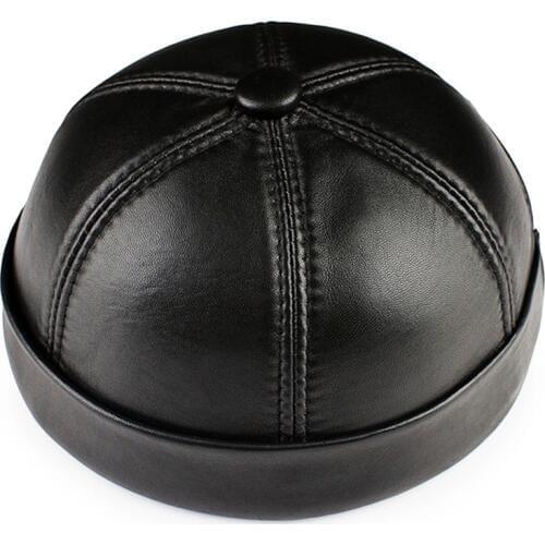2020 New Chinese-Style Round Real Leather Hat Unisex Snapback Couple Caps Flanging Solid Color Fashion Mens Hats Miki Hat