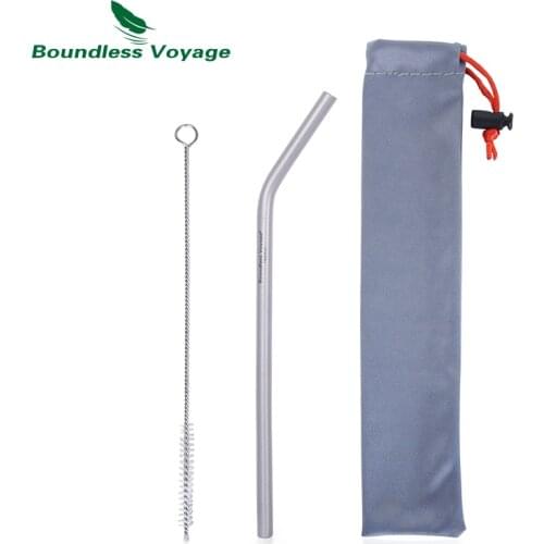 Boundless Voyage Titanium Drinking Straw Curved Bent Reusable Outdoor Camping Ultralight Water Flatware Drinkware