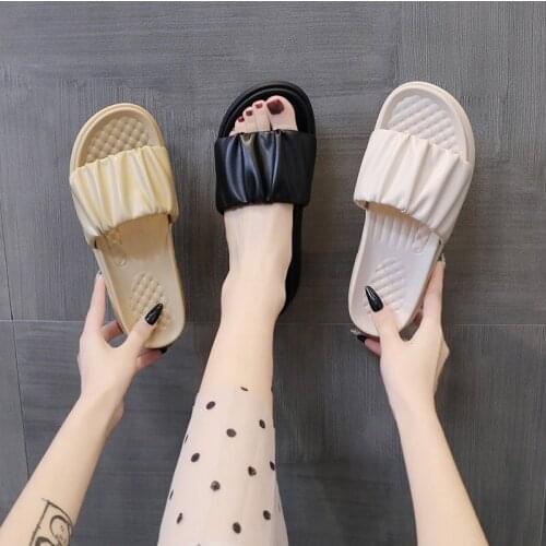 Beach Shoes Ladies' Slippers Platform Low Slipers Women Luxury Slides Sabot Rubber Summer 2021 Designer Soft Basic Rome Fabric P