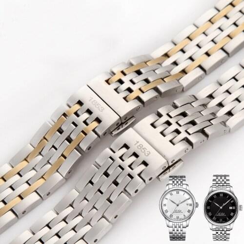 Watchbands Bracelet For TISSOT LE LOCLE T41 T006 Curved End Women Strap Watch Accessories Solid Stainless Steel Watch Band Chain