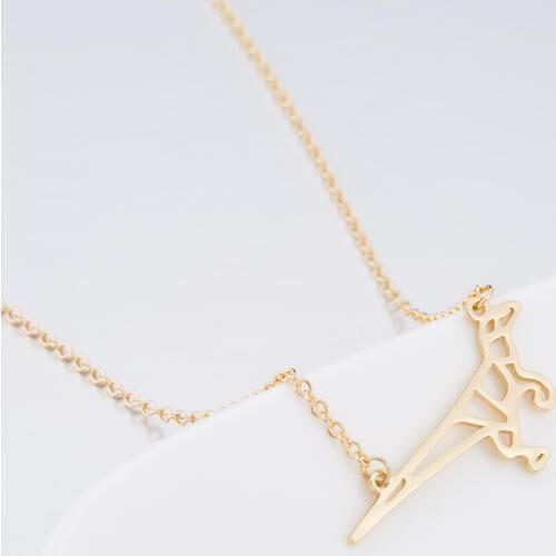 Daisies Origami Dinosaur Necklace T-rex Jurassic Animal Geometric Pendant Necklaces For Women Jewelry Collier