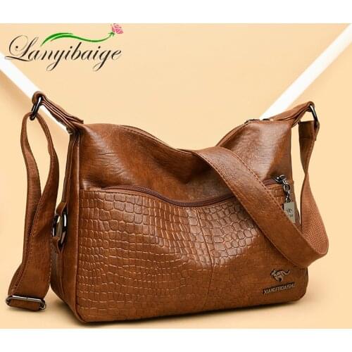 Crocodile Leather Grain Messenger Bag PU Leather Handbag Ladies Small Messenger Bags 2021 New Style Handbag Fashion Shoulder Bag