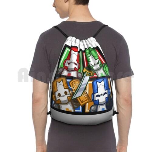 Castle Crashers Four-Square Backpack Drawstring Bag Riding Climbing Gym Bag Castle Crashers Castle Crashers Behemoth Red