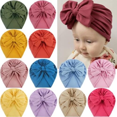 Baby Girl Hat With Bow Knot Infant Beanie Solid Big Bowknot Cap