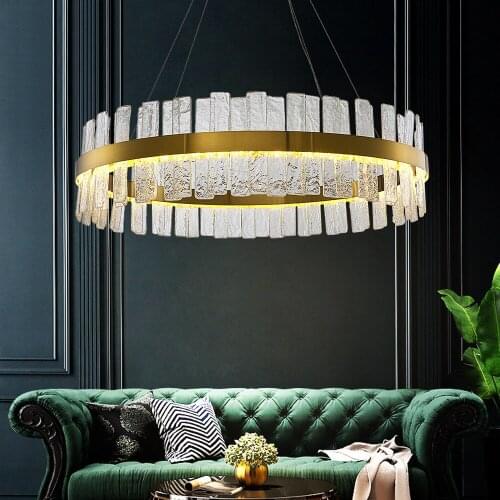 Modern Led Chandelier For Living Room Bedroom Luxury Home Decor Kitchen Lamp Round Creative Loft Light Fixture Gold Glass Lustre