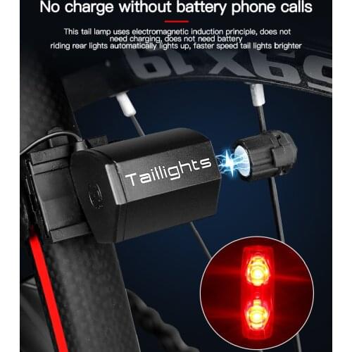 Bike Accessories Bicycle Lights Induction Tail Light Bike Cycling Warning Rear Lamp Magnetic Generate