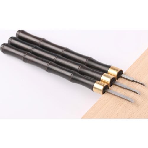 1/2/3mm High Speed Steel Wood Carving Hand Chisel Woodworking Tool Set Ebony Handle Woodworkers Tools With Canvas Bag