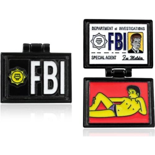 X-Files FBI Fox Mulder ID Card Enamel pin Business SPECIAL AGENT DEPARTMENT of INVESTIGATIONS Black Wallet Flip Cover Badge Gift