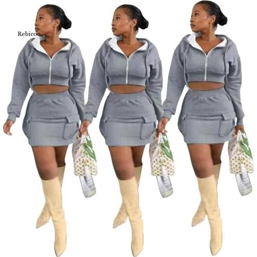 High Quality Fall Winter Sweater Suits Knit 2 Piece Set Korean Casual Sweater Cardigan & Bodycon Mini Skirt Two Piece Set Women