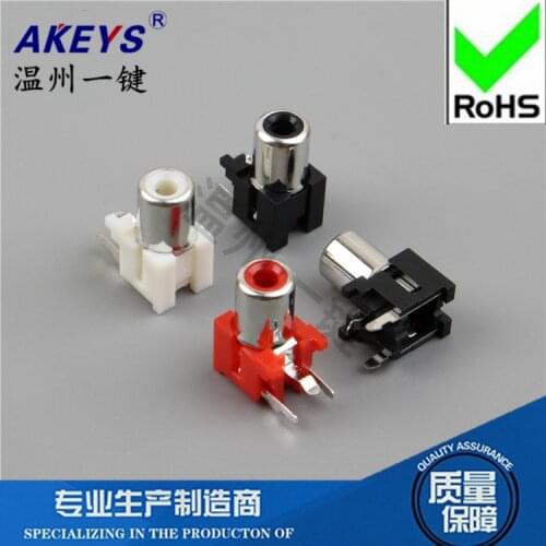 10pcs AV1-8.4-5A AV same-core socket 3 feet RCA seat single hole PCB soldering audio and video female seat lotus seat