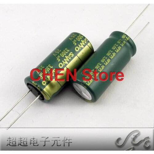 10PCS SANYO AX 25V3300UF 16X36MM Green gold 3300UF 25V high frequency electrolytic capacitor 105 Degree DIY 3300uF/25V
