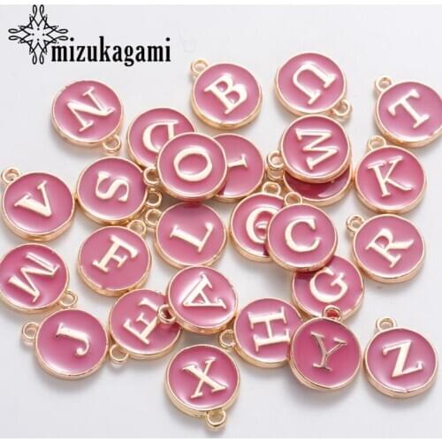26pcs/set Alloy Enamel Charms English alphabet listing Mini Charms Pendant For DIY Fashion jewelry material accessories