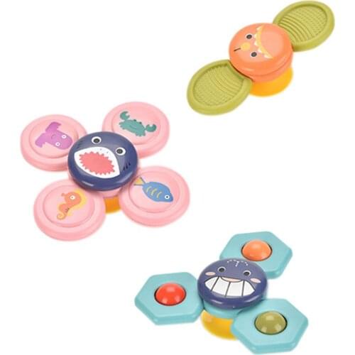 3pcs Montessori Baby Spin Top Bath Toys For Boy Children Bathing Sucker Spinner Suction Cup Toy For Kids Rattles Teether