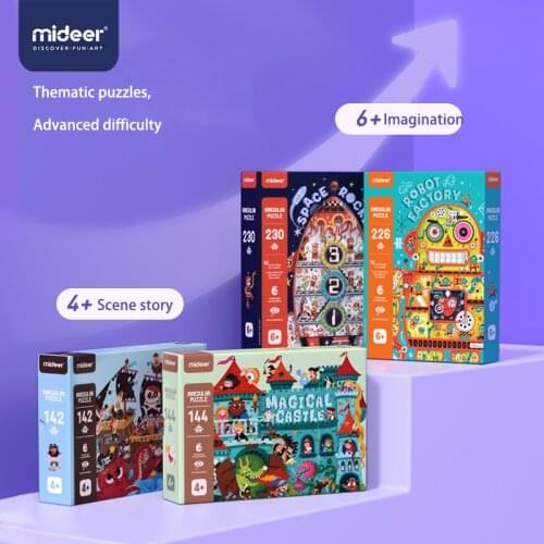Mideer 3D Puzzle Toys 4-6Y Thick Paper Robot Carton Theme Decoration Art Imagination Parent-child Interaction Games