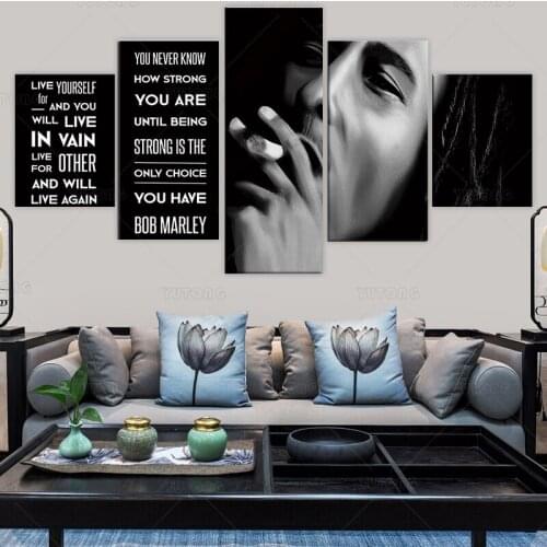 5 Piece Bob Marley Three Little Birds Song Wall Art Canvas Paintings Art Wall Picture Home Décor Wall Posters And Prints