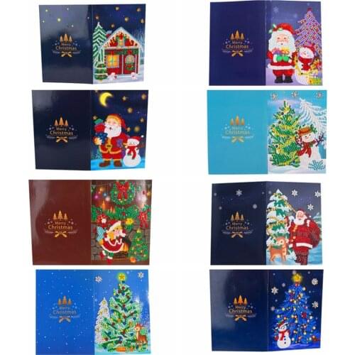5D DIY Diamond Painting Greeting Cards Cartoon Santa Claus Picture Postcards Card Christmas Tree Embroidery Mosaic Crafts Gift