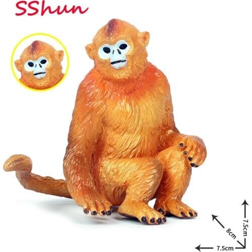 7.5*8*7.5CM childrens simulation wild animal world static monkey big golden monkey model solid decoration toy figure