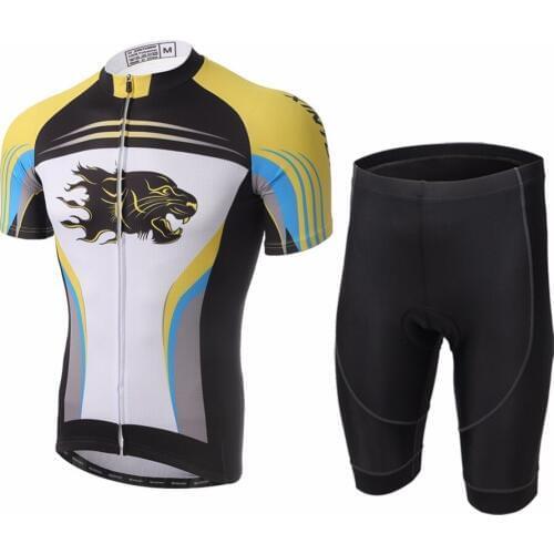 Amur Leopard Mens Cycling Jerseys with Shorts MTB Bicycle Kits Mountain Bike Clothes Short Sleeve
