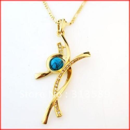 Min order 10$/CAN MIX DESIGN/ NEW - YELLOW GOLD GP 24" NECKLACE&DANCING GIRL PENDANT/Great Gift/Great Money Maker