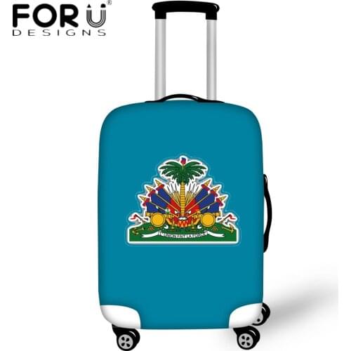 FORUDESIGNS Haiti Flag Design Luggage Protective Covers Trolley Case Anti-Dust Waterproof Suitcase Elastic Covers 18-32 Inch