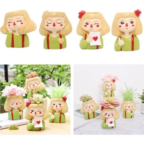 Head Sculpture Succulent Cactus Flowerpot Plant Pots Home Decor Style2