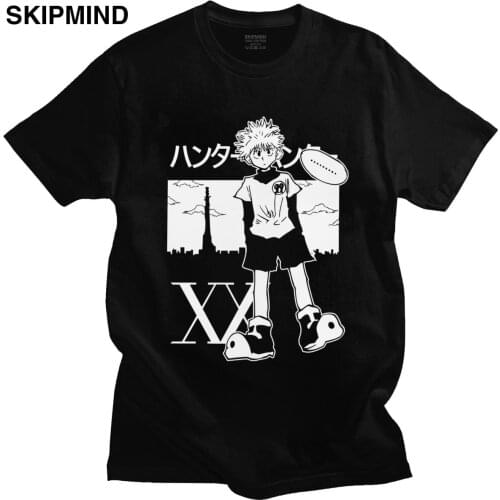 Classic Manga Killua Zoldyck Tshirt Men Crewneck Short Sleeve Hunter x Hunter Graphic Tshirt Pure Cotton Regular Fit Tee
