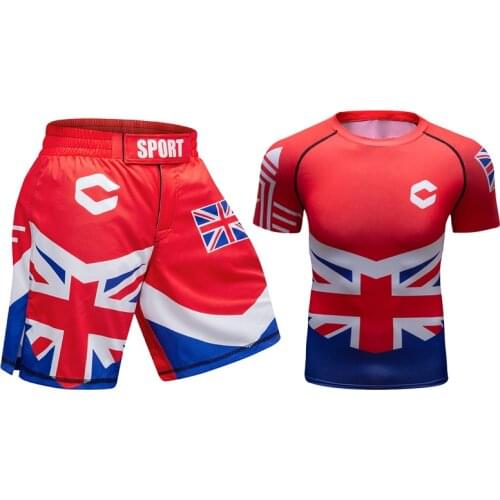 Cody Lundin Men 3D Printed MMA Set Plus Size Gym Shorts Fitness Bodybuilding Sportswear