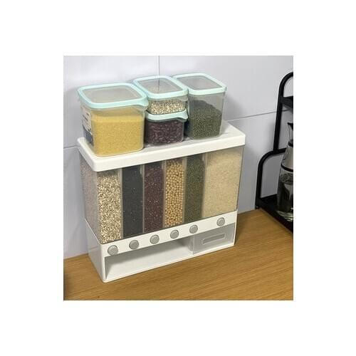 Home ultra-press type whole grains wall-mounted grain storage box storage box sealed beans kitchen grid rice bucket