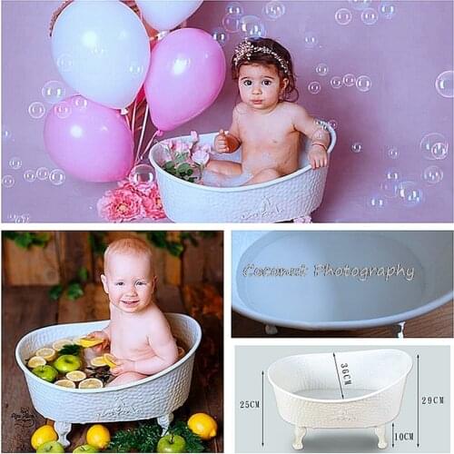 Coconut newbornPhotography prop multifunction fill with water iron shower bathtub newborn Photography shooting baby bathtub